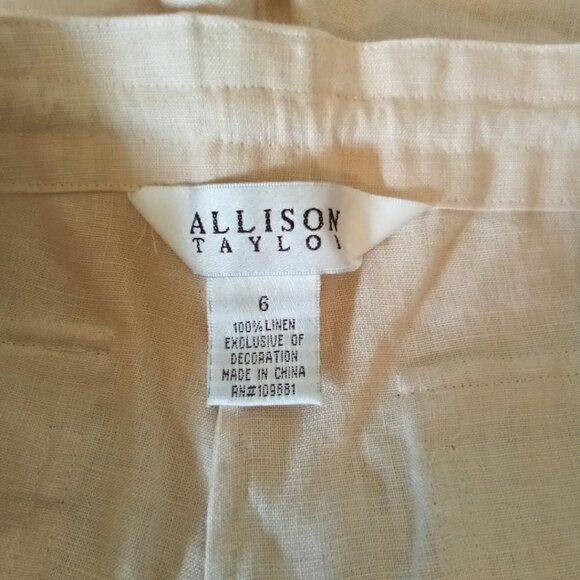 ALLISON Taylor Mid-Rise Cuffed Linen Capris Size 6 NWT - Picture 4 of 6